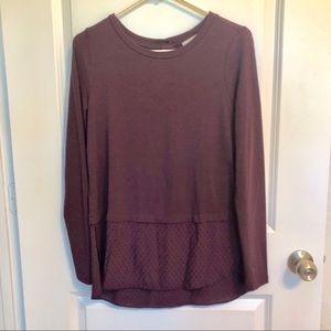 Loft Purple Sweater with Button Back Detail